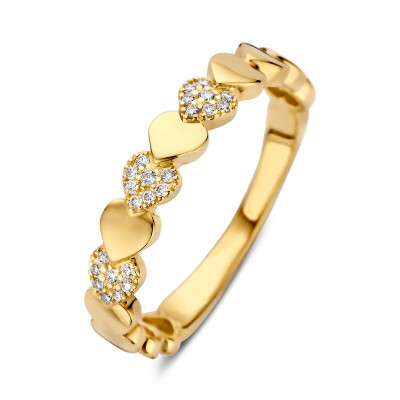 14-karaat-gouden-ring-met-hartjes-rondom-en-diamant-0-09-crt-3-8-mm-breed