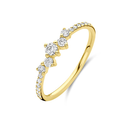 14-karaat gouden ring met lab diamanten diverse groottes 0.33 crt 4.5 mm breed