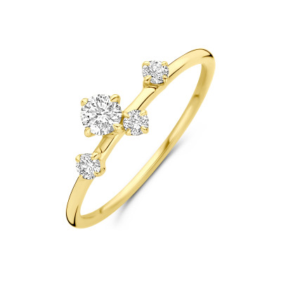 14-karaat gouden ring met lab grown diamanten 0.33 crt speels design 6.5 mm breed