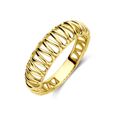 14-karaat gouden ring met opengewerkt patroon glanzend 6 mm breed