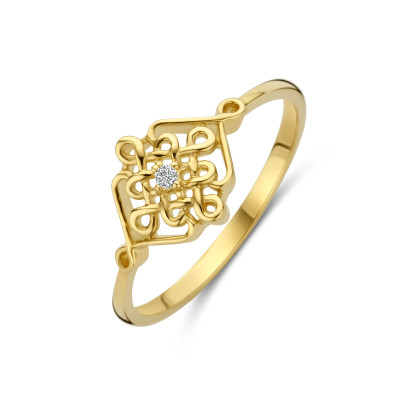 14-karaat-gouden-ring-met-transparante-zirkonia-en-geometrisch-patroon-8-5-mm-breed
