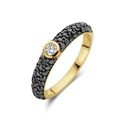14-karaat-gouden-ring-met-zwarte-diamant-en-transparante-diamant-0-10-crt