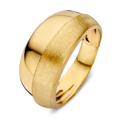 14-karaat-gouden-ring-van-10-5-mm-breed-met-glanzende-en-gematteerde-afwerking