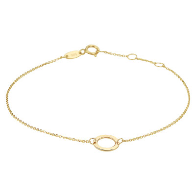 14-karaat gouden schakelarmband met ankerschakel glanzend 8 mm breed - Lengte 16.5-17.5-18.5 cm