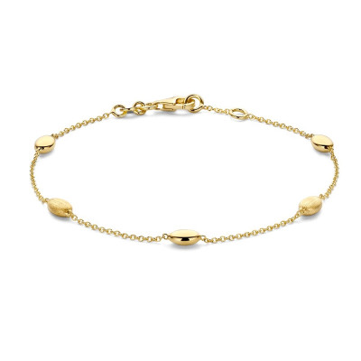 14-karaat-gouden-schakelarmband-met-glanzende-en-matte-ovale-vormen-4-mm-breed-lengte-19-cm