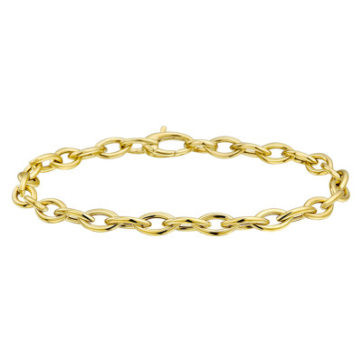 14-karaat gouden schakelarmband met ovale schakels 5 mm breed - Lengte 19 cm