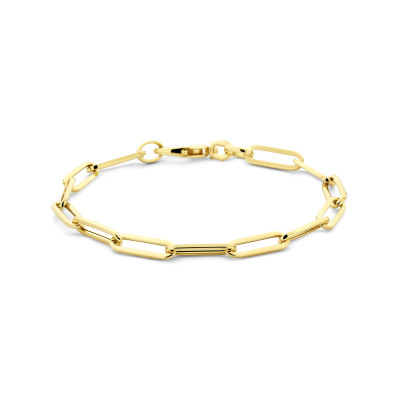 14-karaat gouden schakelarmband met paperclipschakels 4.5 mm breed - Lengte 19 cm