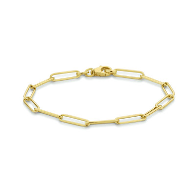 14-karaat gouden schakelarmband met paperclipschakels 4 mm breed - Lengte 18 cm