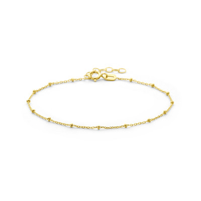 14-karaat gouden schakelarmband met ronde schakels 1.3 mm breed - Lengte 16-18 cm