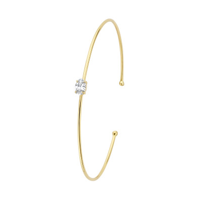 14-karaat gouden spang armband met mooie zirkonia - Diameter 60 mm