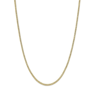 14-karaat gouden tenniscollier met transparante diamanten 5 crt 2.5 mm breed - Lengte 42 cm