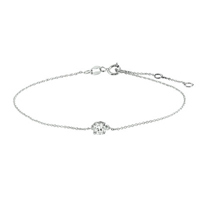 14-karaat witgouden armband met zirkonia anker schakel 0.8 mm breed - Lengte 16.5-17.5-18.5 cm
