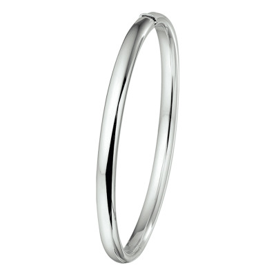 14-karaat witgouden bangle glanzend ovaal 5 mm breed - Diameter 60 mm