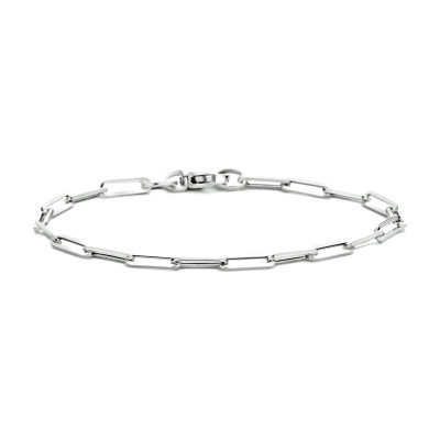 14-karaat witgouden schakelarmband met paperclipschakels 3 mm breed - Lengte 18 cm