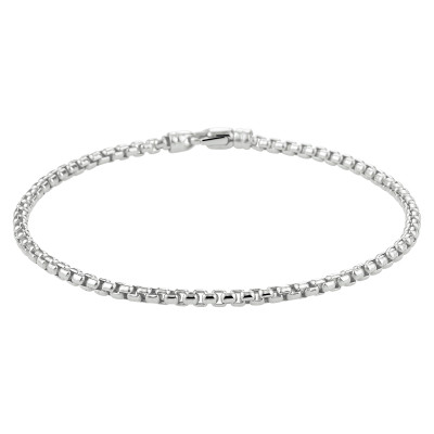 14-karaat witgouden Venetiaanse schakelarmband glanzend 2.5 mm breed - Lengte 19 cm