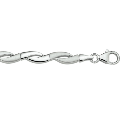 925 sterling zilveren gedraaide schakelarmband glanzend 6 mm breed - Lengte 19 cm