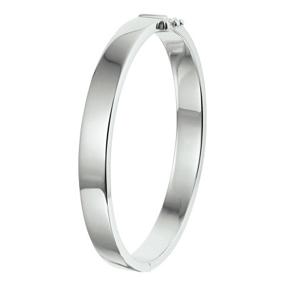 925 zilveren bangle met vierkante buis glanzend afgewerkt 8 mm breed