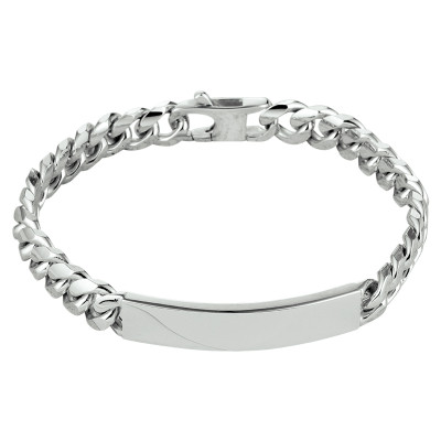 925 Zilveren plaatarmband voor heren gourmet 8.5 mm breed - Lengte 21 cm