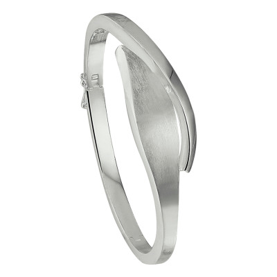Bangle van 925 zilver met matte en glanzende afwerking 16 mm breed - Diameter 60 mm