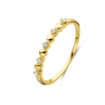 14-karaat glanzende gouden bolvormige diamanten ring 0.05 crt 2 mm breed