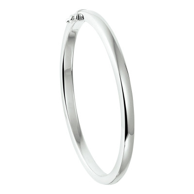 Gerhodineerd sterling zilveren bangle glanzend afgewerkt 6 mm breed