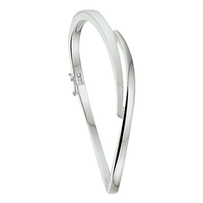 Gerhodineerd zilveren bangle glanzend en mat 7 mm breed - Diameter 60 mm
