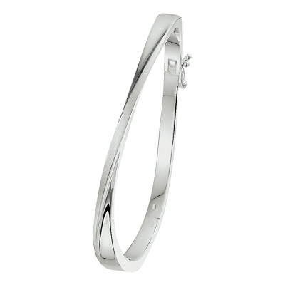 Gerhodineerd zilveren bangle met glanzende afwerking 5.5 mm breed - Diameter 60 mm