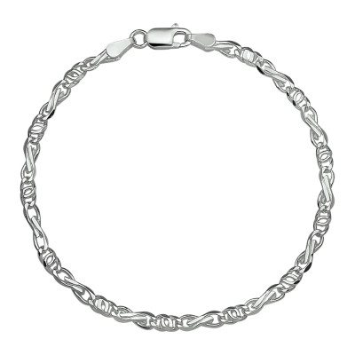 Gerhodineerd zilveren schakelarmband met valkenoogschakel 3.5 mm breed - Lengte 18 cm