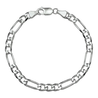 Gerhodineerd zilveren schakelarmband voor heren met figaro schakel 5.1 mm breed - Lengte 20 cm