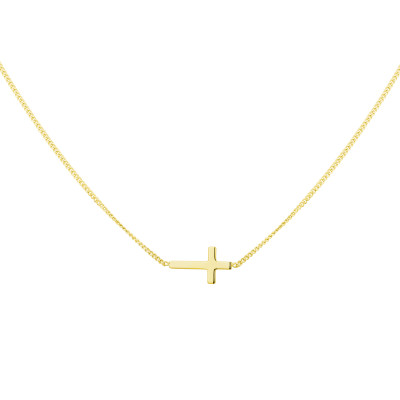 glanzende-goudkleurige-ketting-met-kruis-hanger-1-mm-breed-lengte-40-45-cm