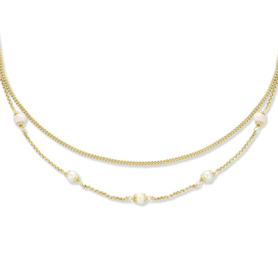 Gold plated combi-ketting met zoetwaterparels - Lengte 41 + 4 cm