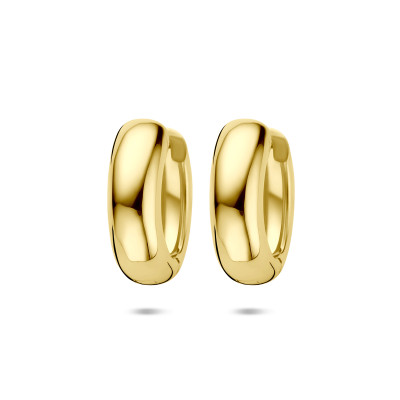 Gold plated dames klapoorringen glanzend ovaal 17 mm breed - Hoogte 20 mm