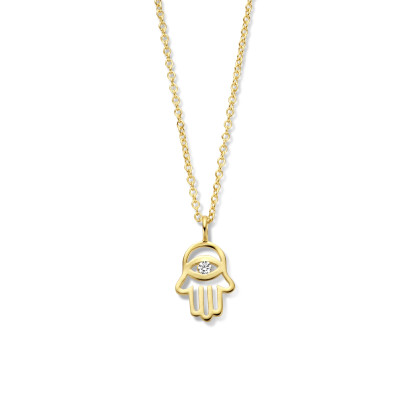 gold-plated-ketting-met-handje-van-fatima-hanger-en-zirkonia-oog-1-2-mm-breed-lengte-41-45-cm