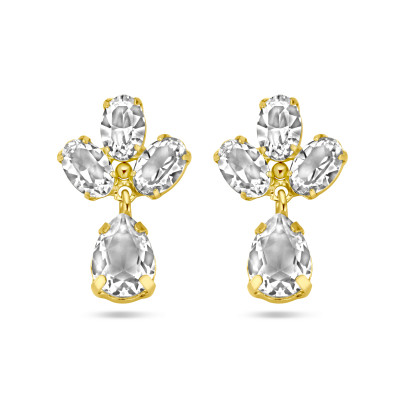 Gold plated oorhangers met Swarovski kristallen 12 mm breed - Hoogte 20 mm