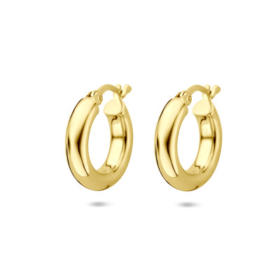 Gold plated oorringen goudkleurig met glanzende afwerking 4.5 mm breed - Diameter 17 mm