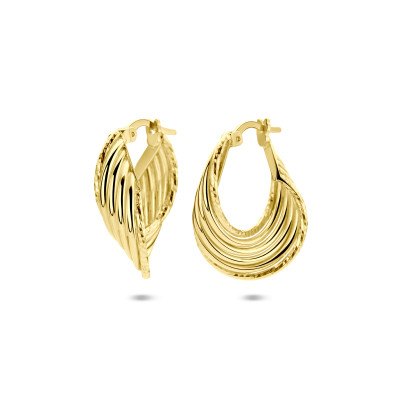 Gold plated oorringen met gedraaid ontwerp 7 mm breed - Hoogte 25 mm