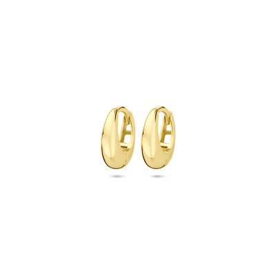 Gold plated oorringen met glanzend oppervlak 3.5 mm breed - Hoogte 11.5 mm