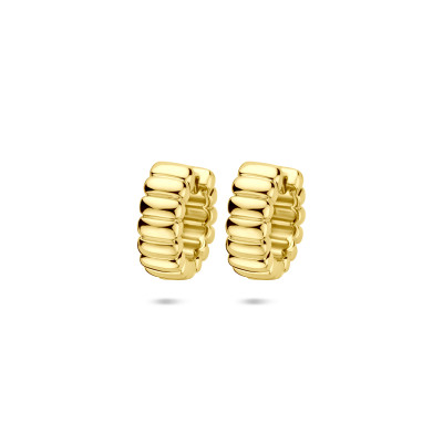 Gold plated oorringen met ovale schakels 5 mm breed - Hoogte 14 mm