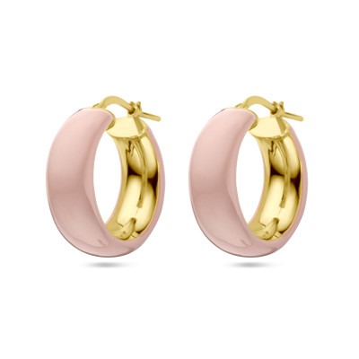 gold-plated-oorringen-met-roze-emaille-3-mm-breed-diameter-28-mm