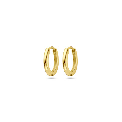 Gold plated ronde oorringen glanzende afwerking 2 mm breed - Diameter 13 mm