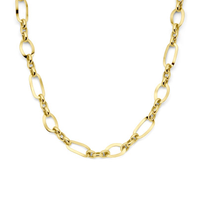 Gold plated schakelketting met diverse schakeltypes 11.5 mm breed - Lengte 46 cm