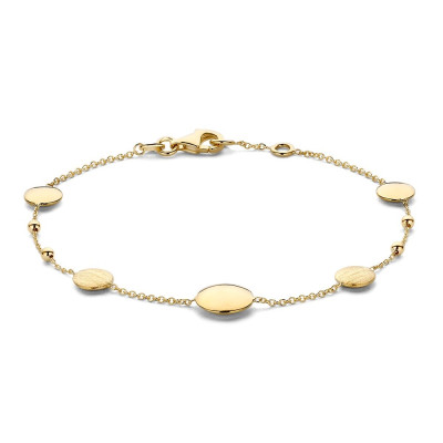 gouden-armband-met-matte-en-glanzende-rondjes-14-karaat-lengte-19-cm