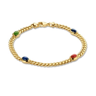 Gouden armband met saffier, robijn en smaragd 5 mm