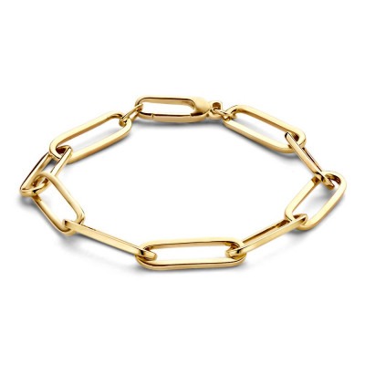 Gouden closed-forever armband met paperclip schakels