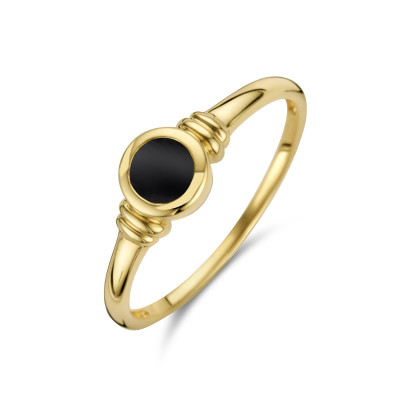 gouden-edelsteen-ring-met-ronde-onyx