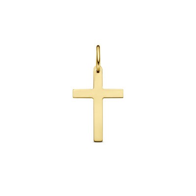 gouden-plat-en-glanzend-kruisje-11-mm-breed-hoogte-22-mm