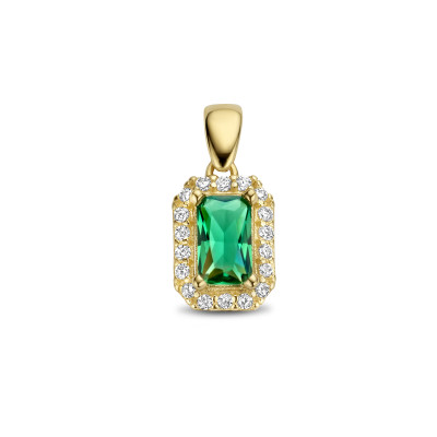 gouden-rechthoekige-hanger-met-groene-en-transparante-zirkonia-6-mm-x-12-mm