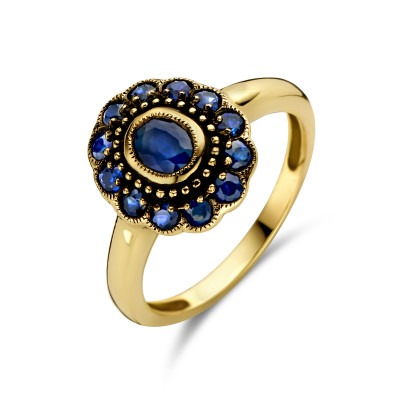 gouden-vintage-stijl-ring-met-blauwe-saffier-in-bloemvorm