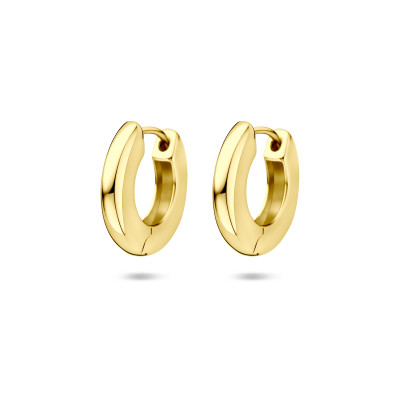 Goudkleurige oorringen glanzend afgewerkt 3 mm breed - Diameter 15.5 mm