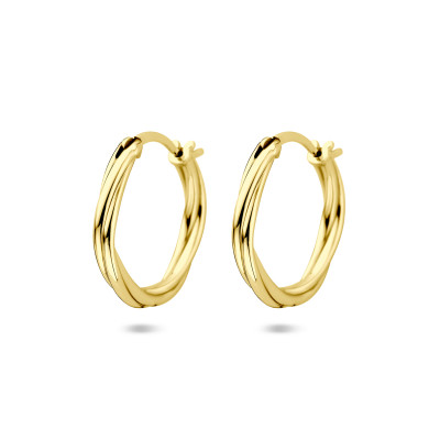 Goudkleurige oorringen met gedraaid ontwerp 2.5 mm breed - Diameter 19 mm